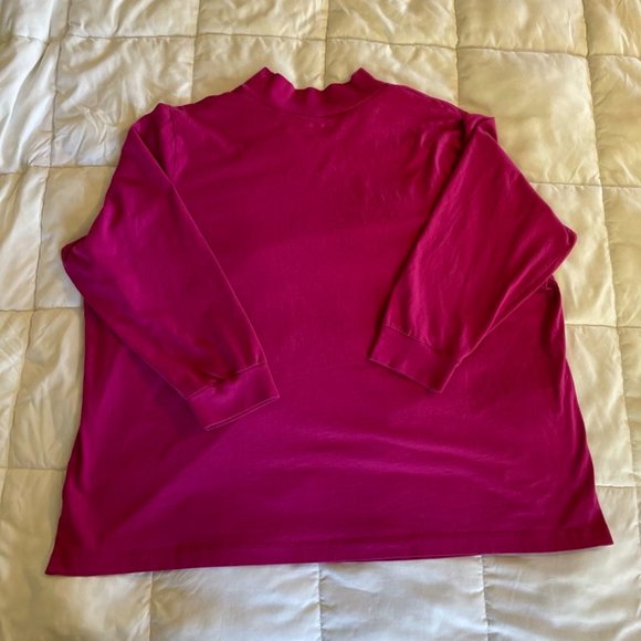 💚 Woman Within Mock Neck Half Sleeve Tee Pink 3x - Picture 2 of 6